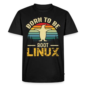 Born To Be Root Linux Nerd Admin Geek - Men's Premium Organic T-Shirt - black - Front - Nico (187cm)