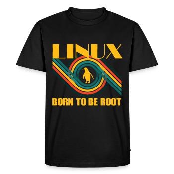 Born To Be Root Linux Retro Penguin Nerd Geek - Men's Premium Organic T-Shirt - black - Front - Nico (187cm)
