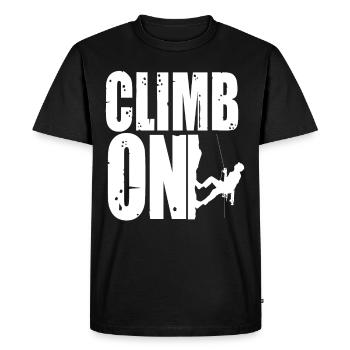 Bouldering Climb On Mountain Climbing Mountaineers - Men's Premium Organic T-Shirt - black - Front - Nico (187cm)