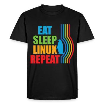 Eat Sleep Linux Repeat Retro Penguin Nerd Geek - Men's Premium Organic T-Shirt - black - Front - Nico (187cm)