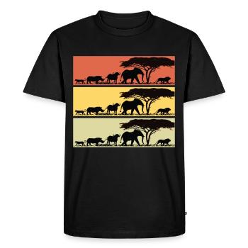 Safari Africa Retro Lion Giraffe Elephants - Men's Premium Organic T-Shirt - black - Front - Nico (187cm)