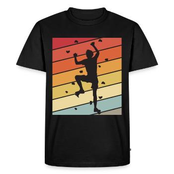 Mur d’escalade Rétro Bloc Escalade Montagnes - T-shirt Premium bio Homme - noir - Devant - Nico (187cm)