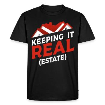 Vente immobilière Maisons Agents immobiliers - T-shirt Premium bio Homme - noir - Devant - Nico (187cm)