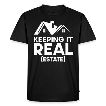 Vente immobilière Maisons Agents immobiliers - T-shirt Premium bio Homme - noir - Devant - Nico (187cm)