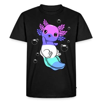 Spectrosexual Flag Axolotl Pile Kawaii - Men's Premium Organic T-Shirt - black - Front - Nico (187cm)