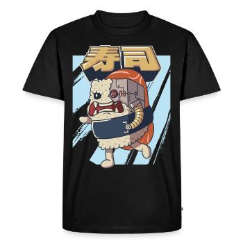 Cyborg Japonais Sushi Monster Cyber Punk Cyber - T-shirt Premium bio Homme - noir - Devant - Nico (187cm)