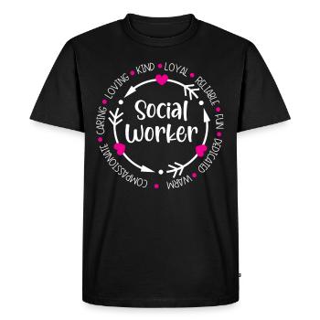 Travailleur social Emploi Profession Bien-être social - T-shirt Premium bio Homme - noir - Devant - Nico (187cm)