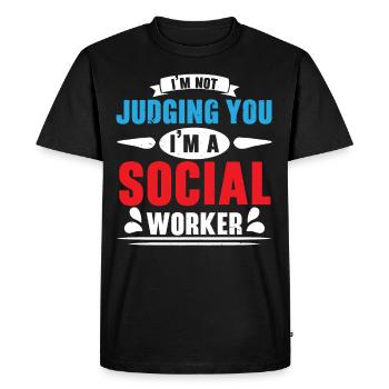 Je ne vous condamne pas, je suis travailleur social - T-shirt Premium bio Homme - noir - Devant - Nico (187cm)