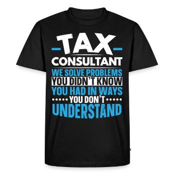 Conseiller fiscal CPA Auditeur Saison des impôts W - T-shirt Premium bio Homme - noir - Devant - Nico (187cm)