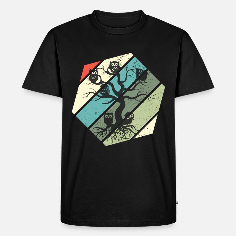 Eule Stammbaum Nachtaktiv Eulen - Männer Premium Bio T-Shirt - Schwarz