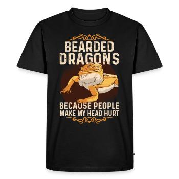Drôle de dragon barbu - T-shirt Premium bio Homme - noir - Devant - Nico (187cm)