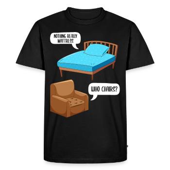 Drôle de blague chaise matelas - T-shirt Premium bio Homme - noir - Devant - Nico (187cm)