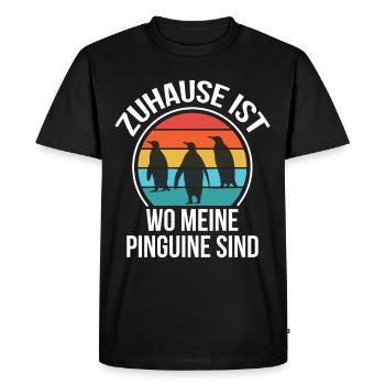 Pingouins à la maison Pôle Nord Penguin Animal love - T-shirt Premium bio Homme - noir - Devant - Nico (187cm)
