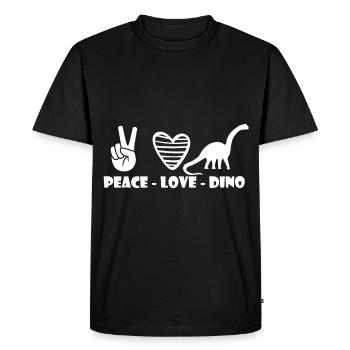 Peace Love et Dinos Dinosaures du Crétacé - T-shirt Premium bio Homme - noir - Devant - Nico (187cm)