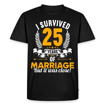 I survived 25 years of marriage 25th wedding anniversary - Men's Premium Organic T-Shirt - black - Front - Nico (187cm)