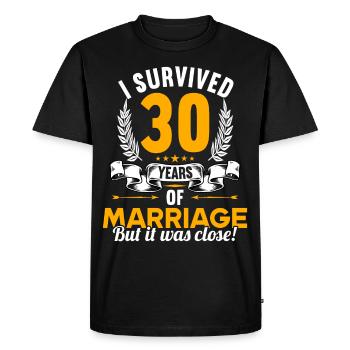 I survived 30 years of marriage 30th wedding anniversary - Men's Premium Organic T-Shirt - black - Front - Nico (187cm)