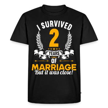 I survived 2 years of marriage 2nd wedding anniversary - Men's Premium Organic T-Shirt - black - Front - Nico (187cm)