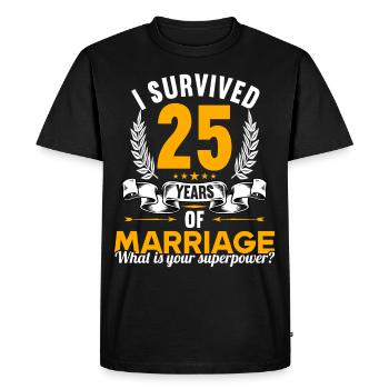 I survived 25 years of marriage 25th wedding anniversary - Men's Premium Organic T-Shirt - black - Front - Nico (187cm)