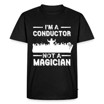 Chef d’orchestre et non magicien Direction d’orchestre avec une baguette - T-shirt Premium bio Homme - noir - Devant - Nico (187cm)