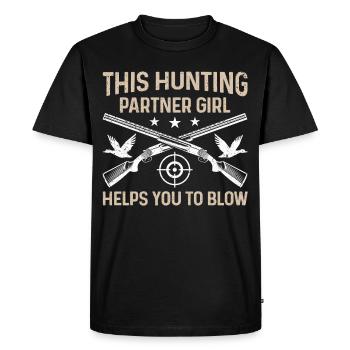Drôle de chasse à la sauvagine Chasse au canard - T-shirt Premium bio Homme - noir - Devant - Nico (187cm)