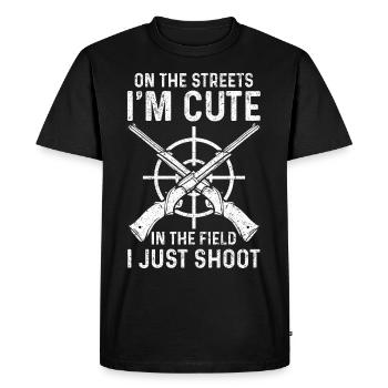 Drôle de chasse pour les chasseurs - T-shirt Premium bio Homme - noir - Devant - Nico (187cm)