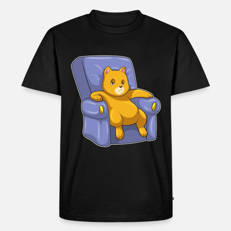 Katze mit Sofa - Männer Premium Bio T-Shirt - Schwarz