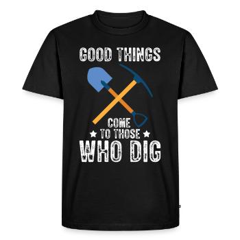 Bonnes choses creuser archéologue-artefact-archéologie - T-shirt Premium bio Homme - noir - Devant - Nico (187cm)
