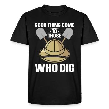 Good Things Dig Archaeologist-Artifact-Archaeology - Men's Premium Organic T-Shirt - black - Front - Nico (187cm)