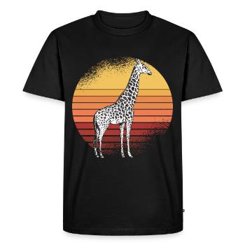 Girafe Retro Africa Savannah - T-shirt Premium bio Homme - noir - Devant - Nico (187cm)
