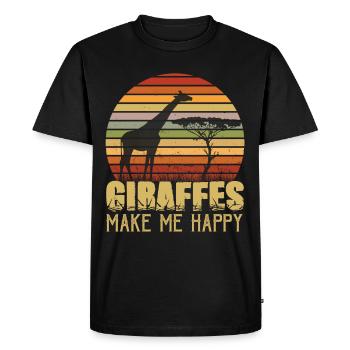 Girafes Bonheur Afrique Safari Savannah - T-shirt Premium bio Homme - noir - Devant - Nico (187cm)