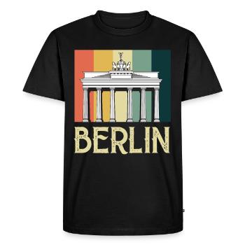 Berlin Vintage Porte de Brandebourg Allemagne - T-shirt Premium bio Homme - noir - Devant - Nico (187cm)