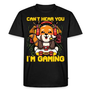 Je ne vous entends pas, je joue à Katzenbär - T-shirt Premium bio Homme - noir - Devant - Nico (187cm)