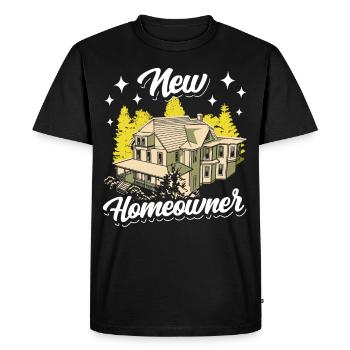 Maison neuve Propriétaire Propriétaire Propriétaire Propriétaire - T-shirt Premium bio Homme - noir - Devant - Nico (187cm)