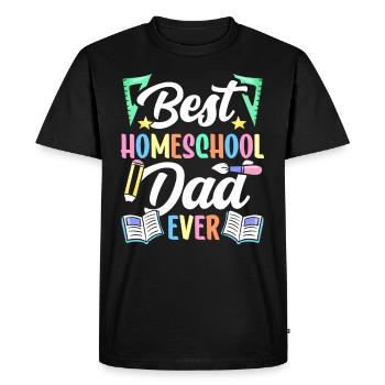 Meilleur papa d’école à la maison jamais Homeschooling - T-shirt Premium bio Homme - noir - Devant - Nico (187cm)
