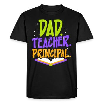 Père Enseignant Principal Fête des Pères Papa Homeschool - T-shirt Premium bio Homme - noir - Devant - Nico (187cm)