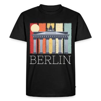 Porte de Brandebourg Berlin Lune Allemagne - T-shirt Premium bio Homme - noir - Devant - Nico (187cm)
