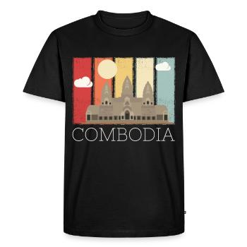 Cambodia Temple Retro Angkor Wat - Men's Premium Organic T-Shirt - black - Front - Nico (187cm)