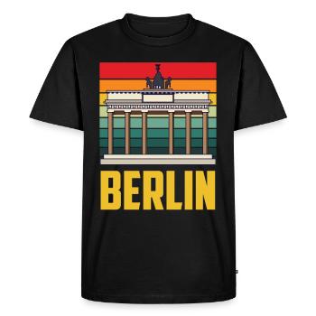 Berlin Porte de Brandebourg Rétro Allemand - T-shirt Premium bio Homme - noir - Devant - Nico (187cm)