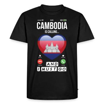 Cambodia Calls Holiday Asia Angkor Wat Temple - Men's Premium Organic T-Shirt - black - Front - Nico (187cm)