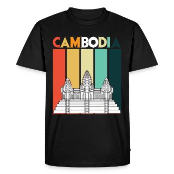 Cambodia Angkor Wat Retro Temple Asia - Men's Premium Organic T-Shirt - black - Front - Nico (187cm)