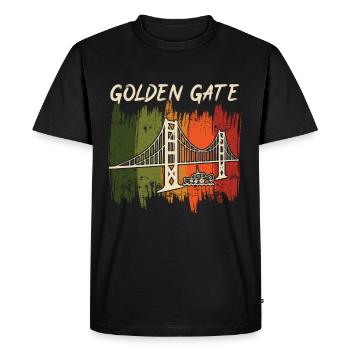 Golden Gate Retro Bridge San Francisco Californie - T-shirt Premium bio Homme - noir - Devant - Nico (187cm)