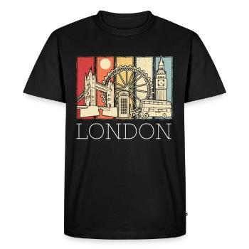 Cabine téléphonique London Skyline Big Ben Double-Decker - T-shirt Premium bio Homme - noir - Devant - Nico (187cm)
