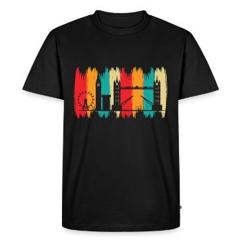 Tower Bridge Londres Retro Big Ben Grande Roue Royaume-Uni - T-shirt Premium bio Homme - noir - Devant - Nico (187cm)