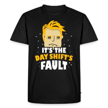 The Fault of Day Shifts Night Shift Work - Men's Premium Organic T-Shirt - black - Front - Nico (187cm)