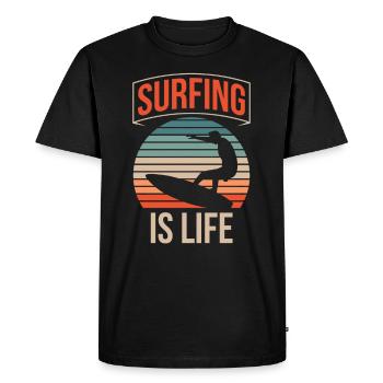 Surfing is life Surfboard Surfing Surfer - Men's Premium Organic T-Shirt - black - Front - Nico (187cm)