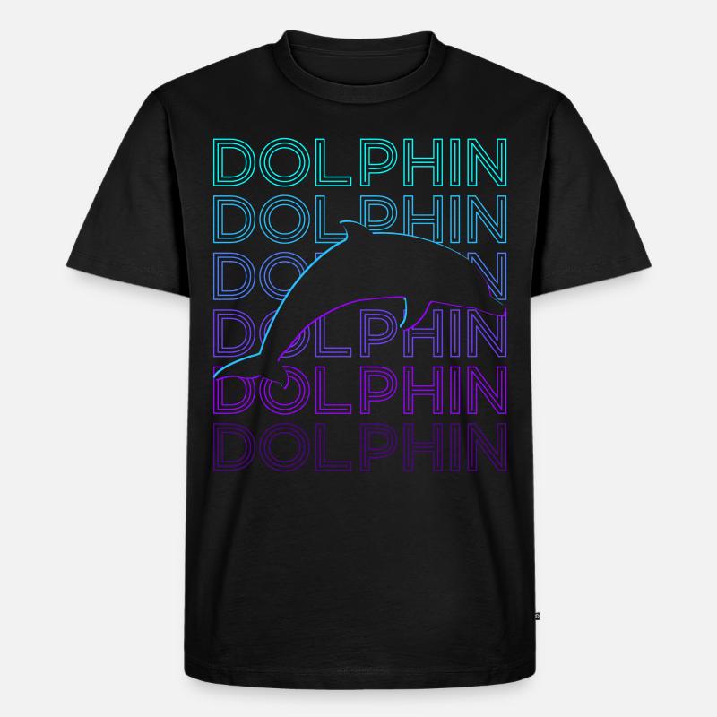 Delphin Retro Geschenk - Männer Premium Bio T-Shirt - Schwarz