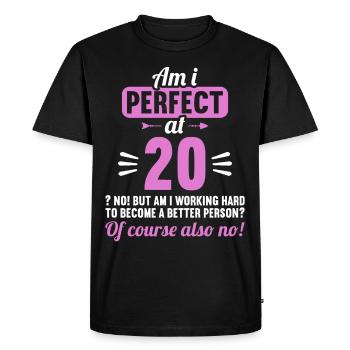 Suis-je parfait à 20 ans 20 ans - T-shirt Premium bio Homme - noir - Devant - Nico (187cm)