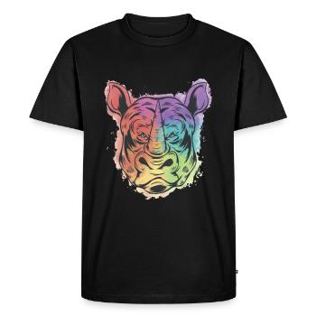 Motif animal coloré Rhino Rhino Rhino Unicorn - T-shirt Premium bio Homme - noir - Devant - Nico (187cm)