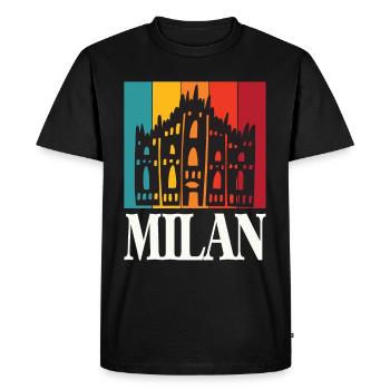 Cathédrale de Milan Rétro Cathédrale de Milan - T-shirt Premium bio Homme - noir - Devant - Nico (187cm)