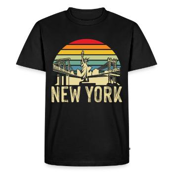 NY Statue de la Liberté New York Big Apple NYC Skyline - T-shirt Premium bio Homme - noir - Devant - Nico (187cm)